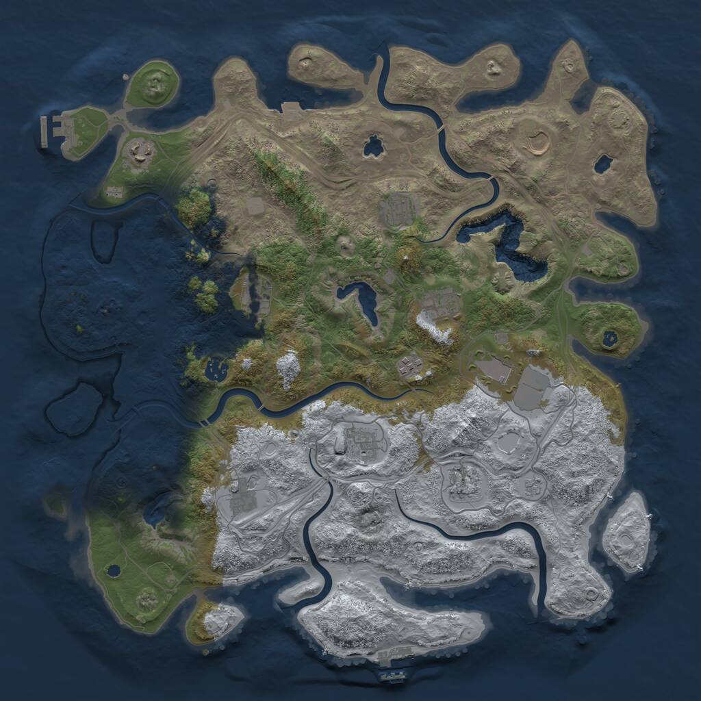 Rust Map: Procedural Map, Size: 4500, Seed: 2003855979, 17 Monuments