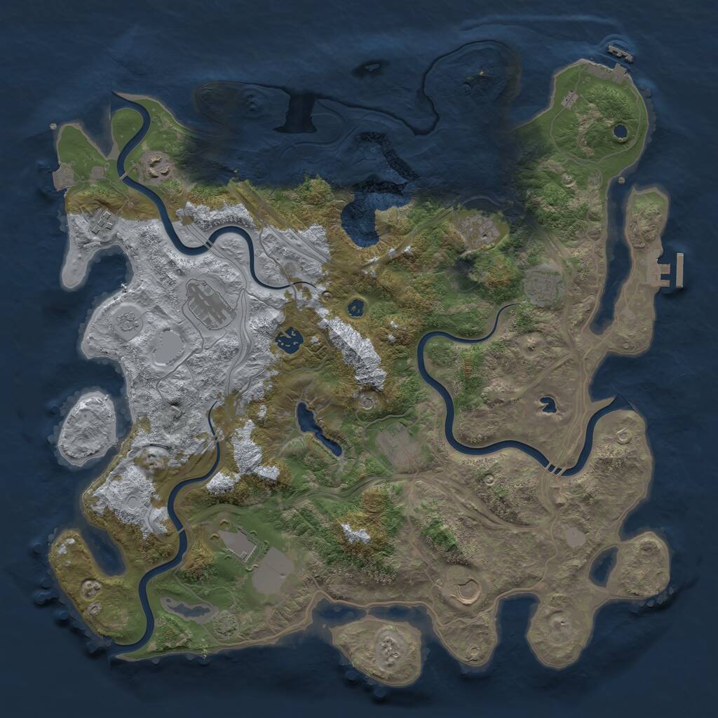 Rust Map: Procedural Map, Size: 4250, Seed: 1910507052, 15 Monuments