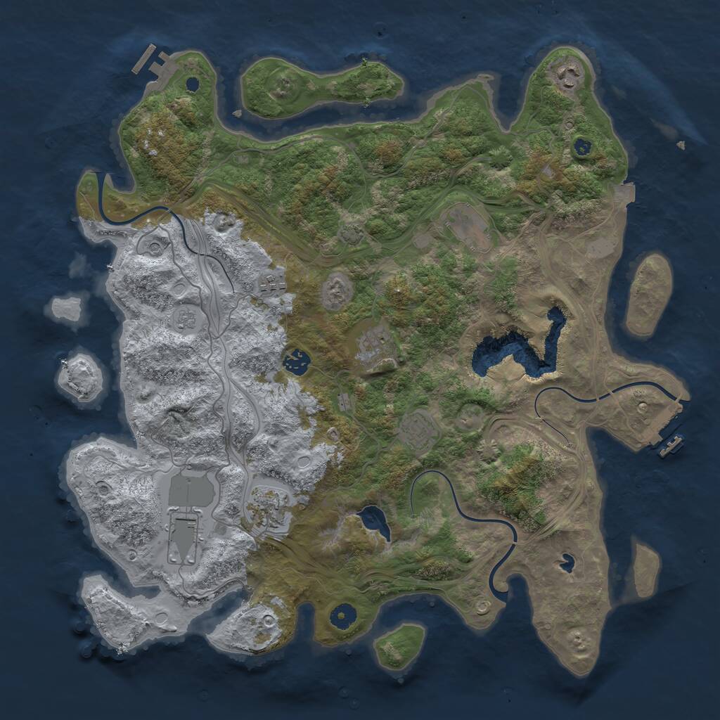 Rust Map: Procedural Map, Size: 4250, Seed: 1199216037, 14 Monuments
