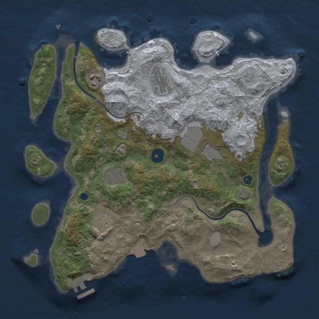 Rust Map: Procedural Map, Size: 3500, Seed: 45780, 10 Monuments