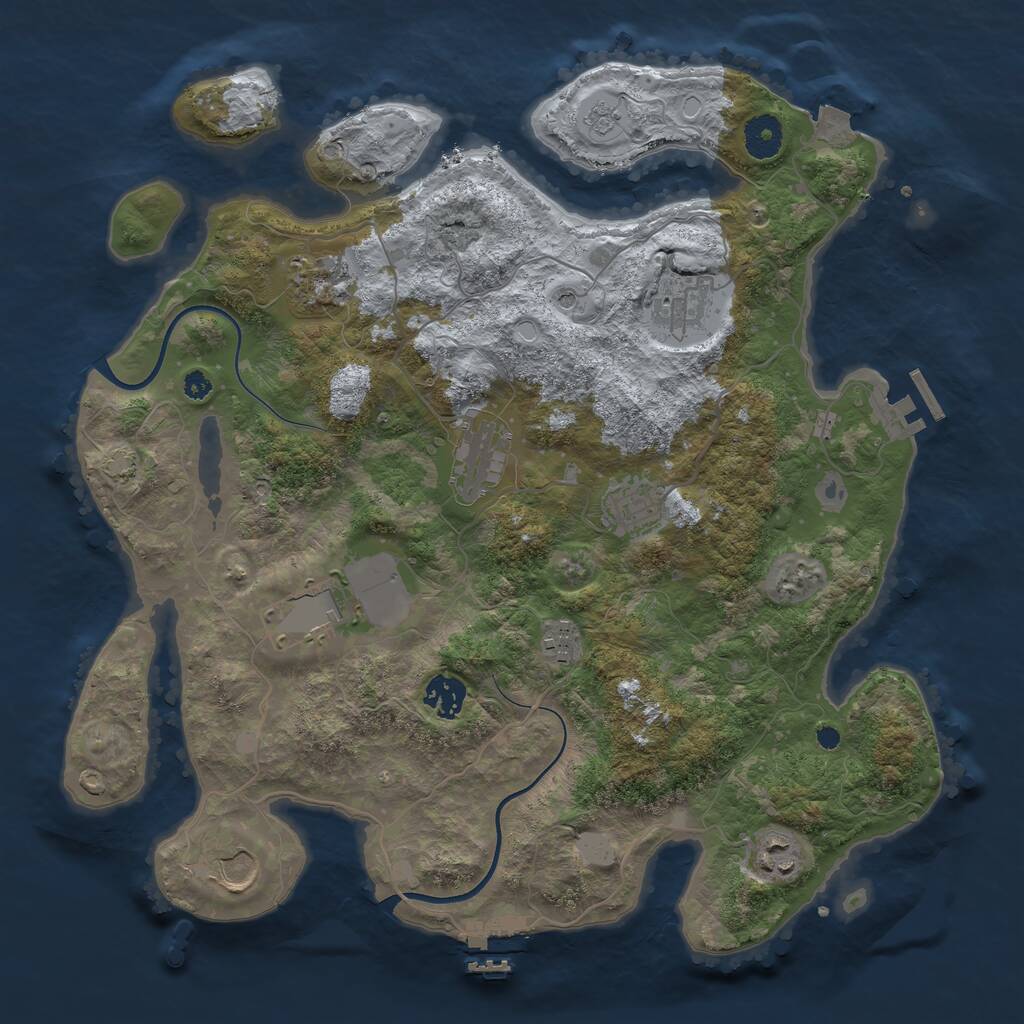 Rust Map: Procedural Map, Size: 3700, Seed: 69217, 15 Monuments