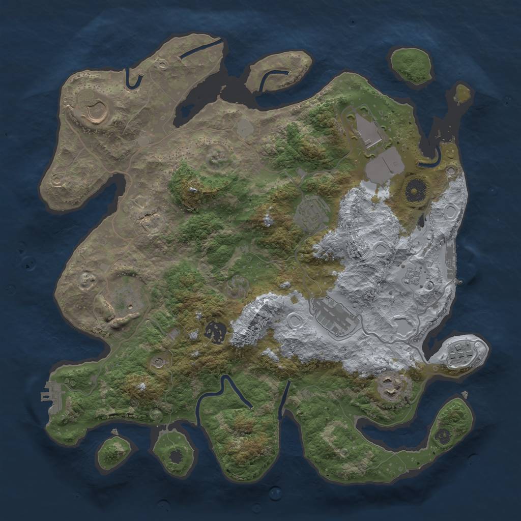 Rust Map: Procedural Map, Size: 3500, Seed: 2032242022, 17 Monuments