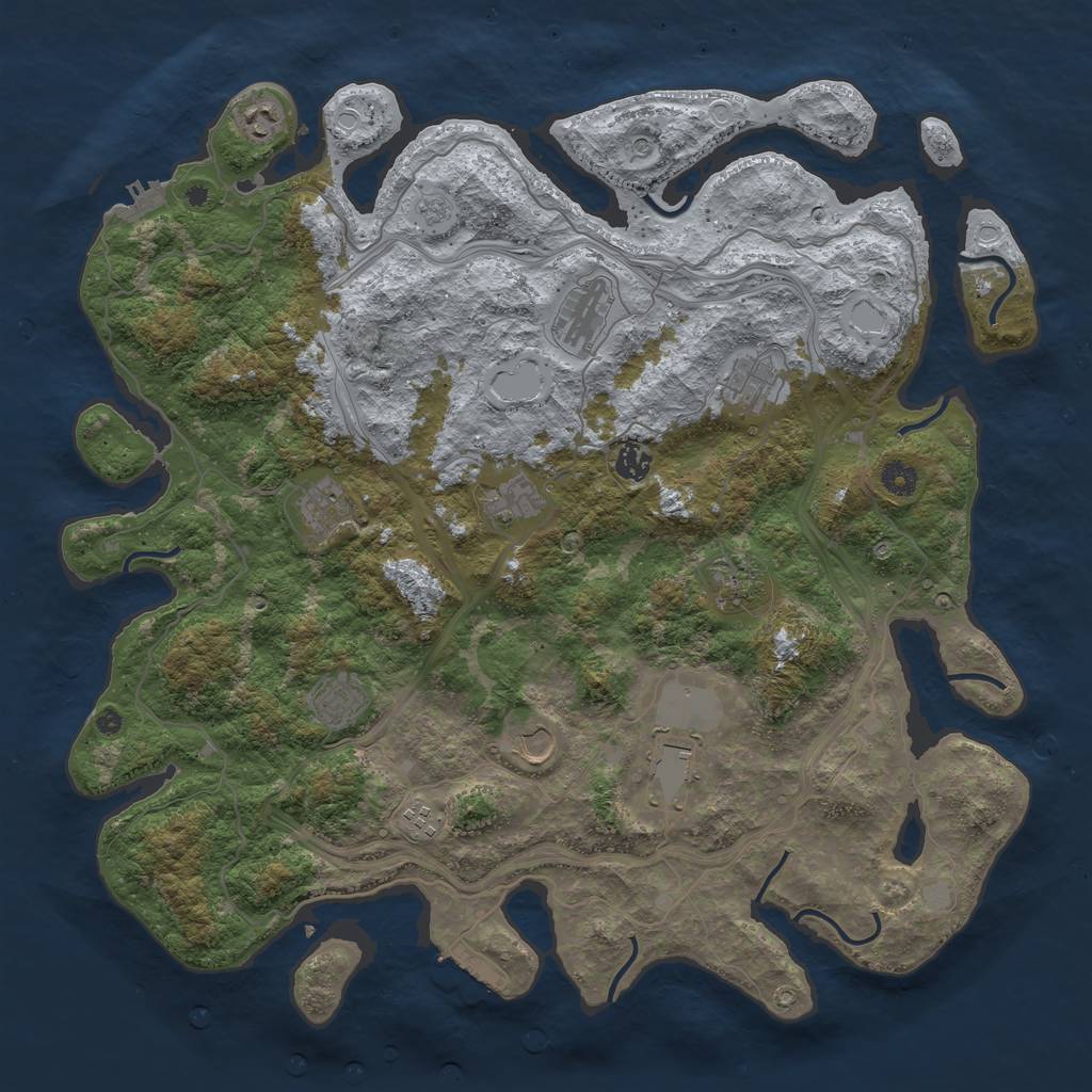Rust Map: Procedural Map, Size: 4500, Seed: 1272742663, 20 Monuments