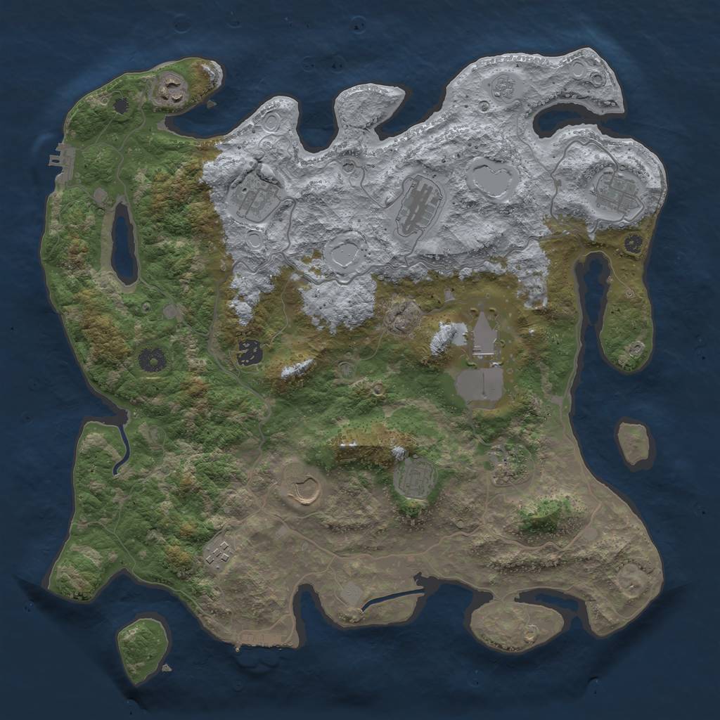 Rust Map: Procedural Map, Size: 4000, Seed: 114330452, 17 Monuments
