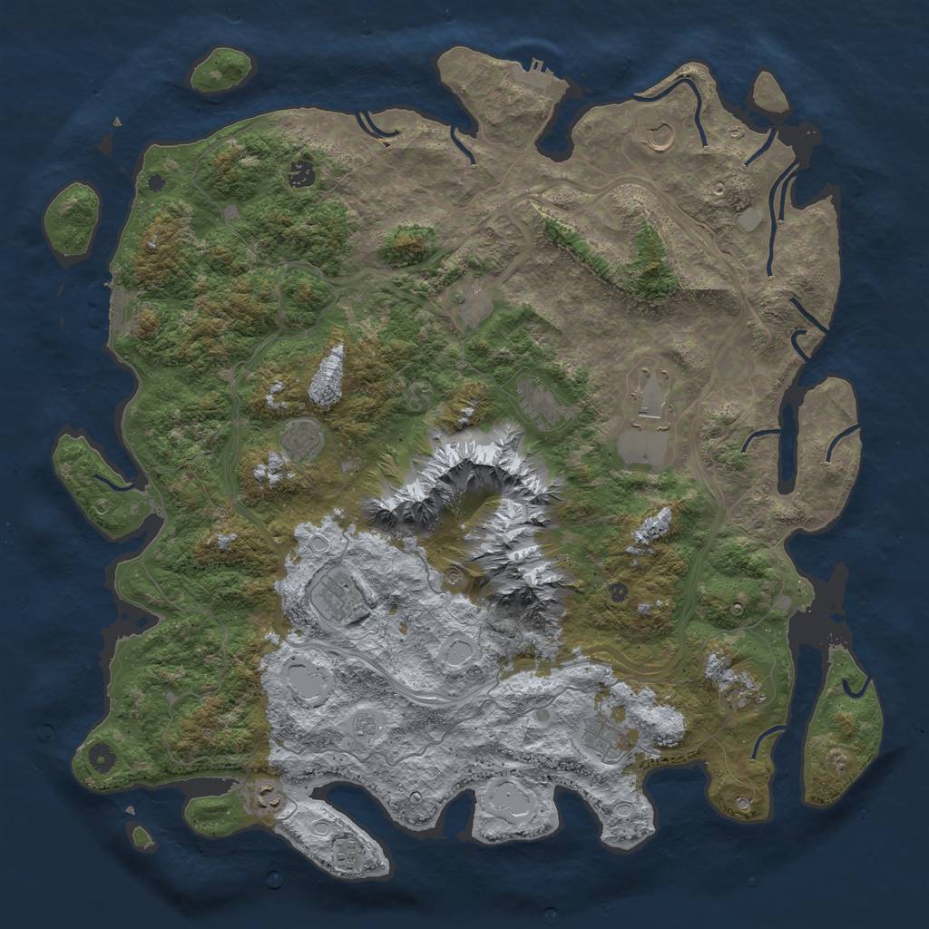 Rust Map: Procedural Map, Size: 5000, Seed: 878597565, 20 Monuments