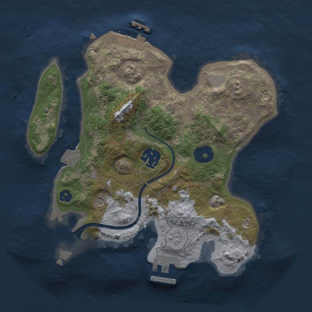 Rust Map: Procedural Map, Size: 2500, Seed: 14970, 6 Monuments