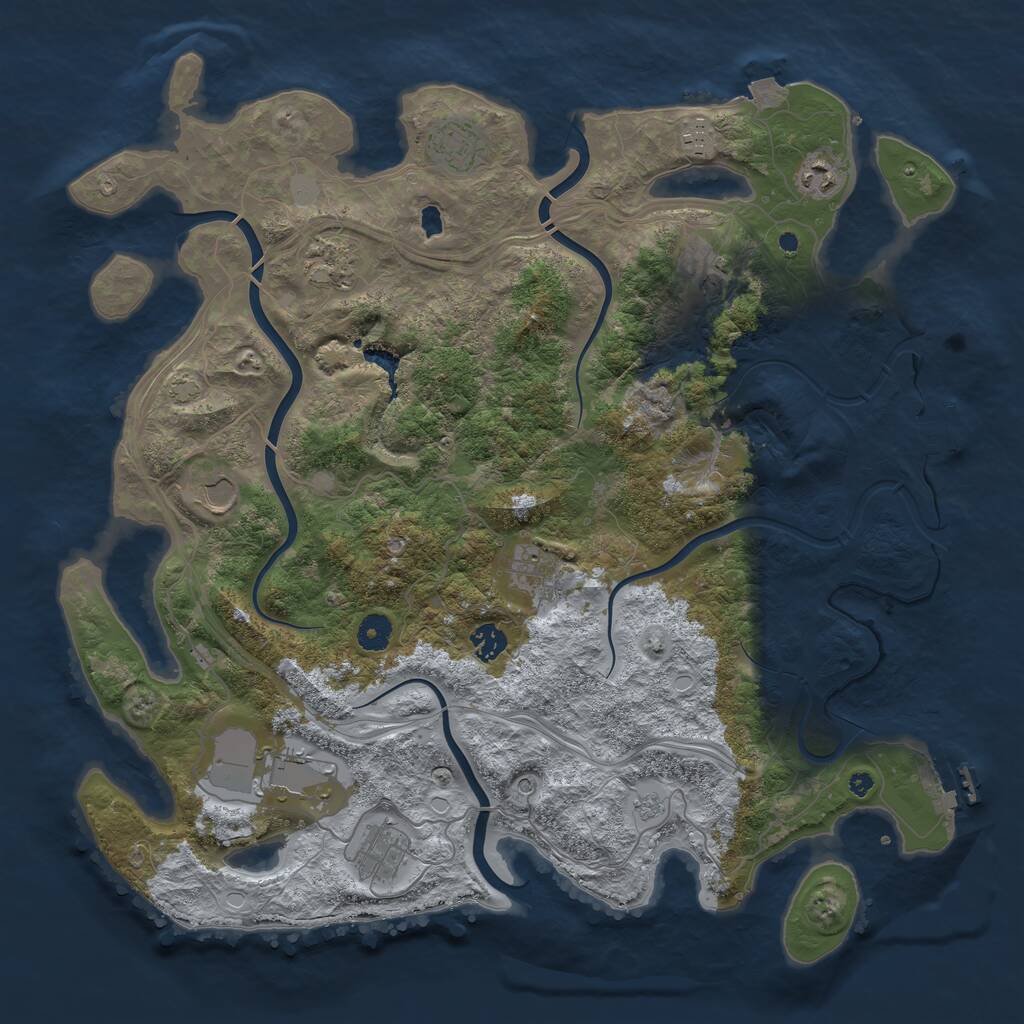 Rust Map: Procedural Map, Size: 4300, Seed: 1107511417, 16 Monuments