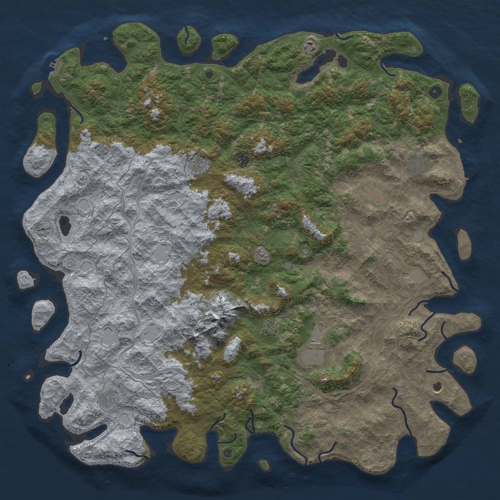 Rust Map: Procedural Map, Size: 6000, Seed: 489971174, 18 Monuments