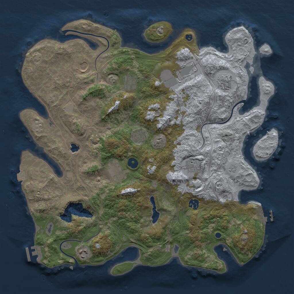 Rust Map: Procedural Map, Size: 4250, Seed: 694645037, 16 Monuments