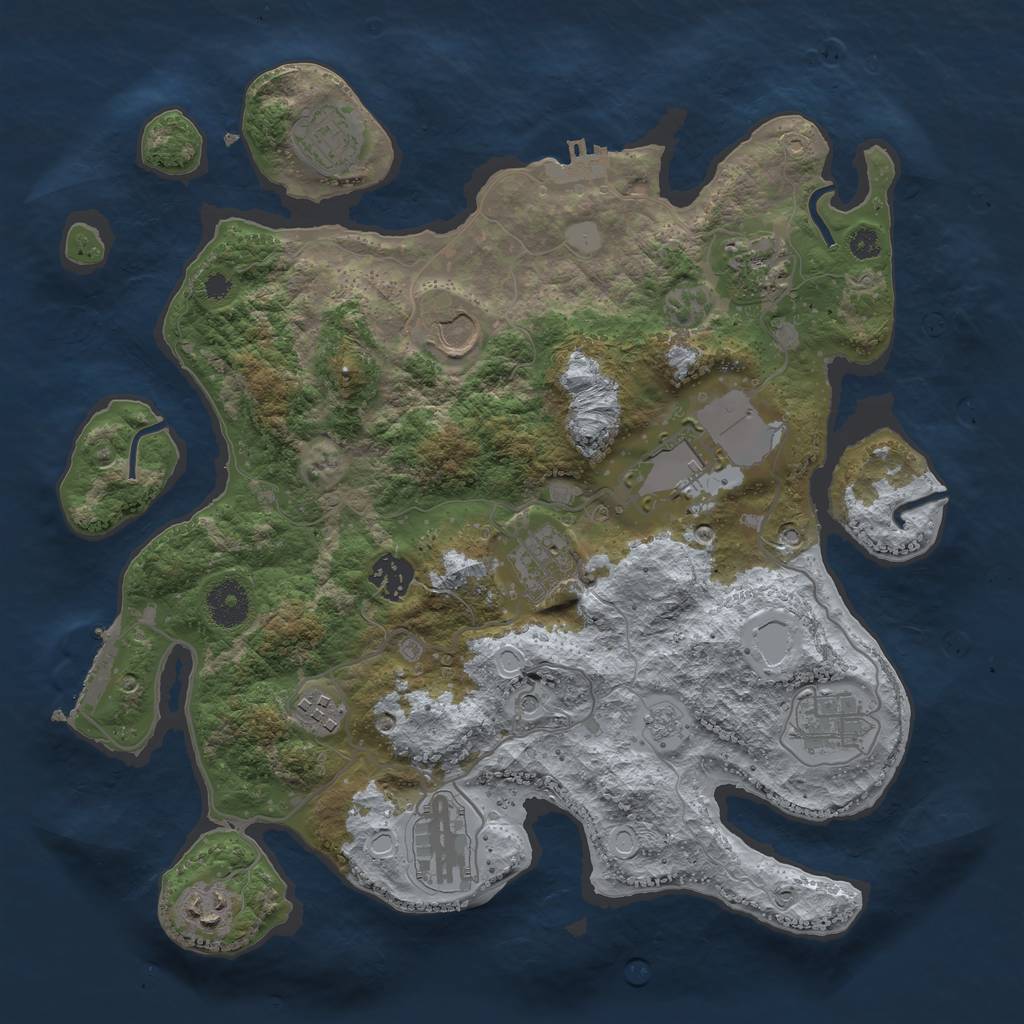 Rust Map: Procedural Map, Size: 3500, Seed: 59192723, 19 Monuments