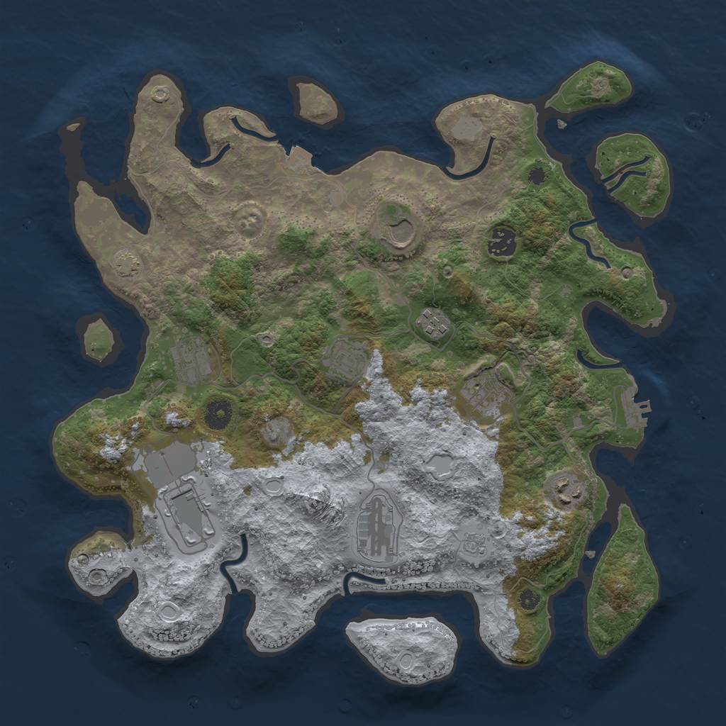 Rust Map: Procedural Map, Size: 3751, Seed: 89618, 15 Monuments