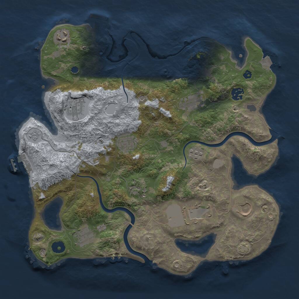 Rust Map: Procedural Map, Size: 3500, Seed: 1546988317, 16 Monuments