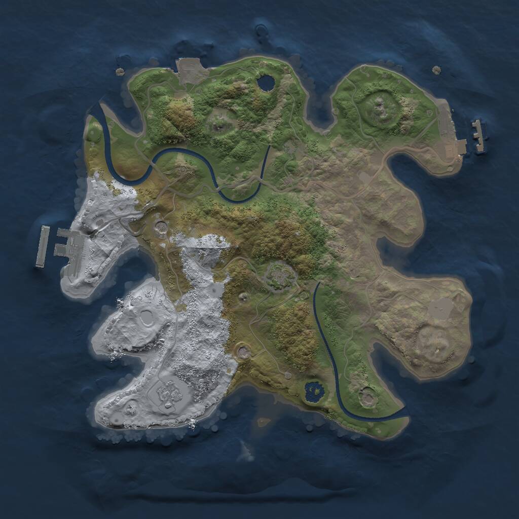 Rust Map: Procedural Map, Size: 2500, Seed: 8032, 6 Monuments