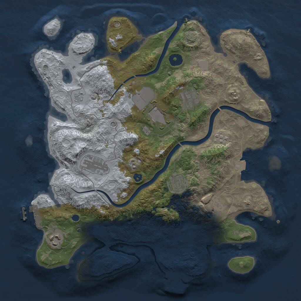 Rust Map: Procedural Map, Size: 3500, Seed: 8092244, 13 Monuments