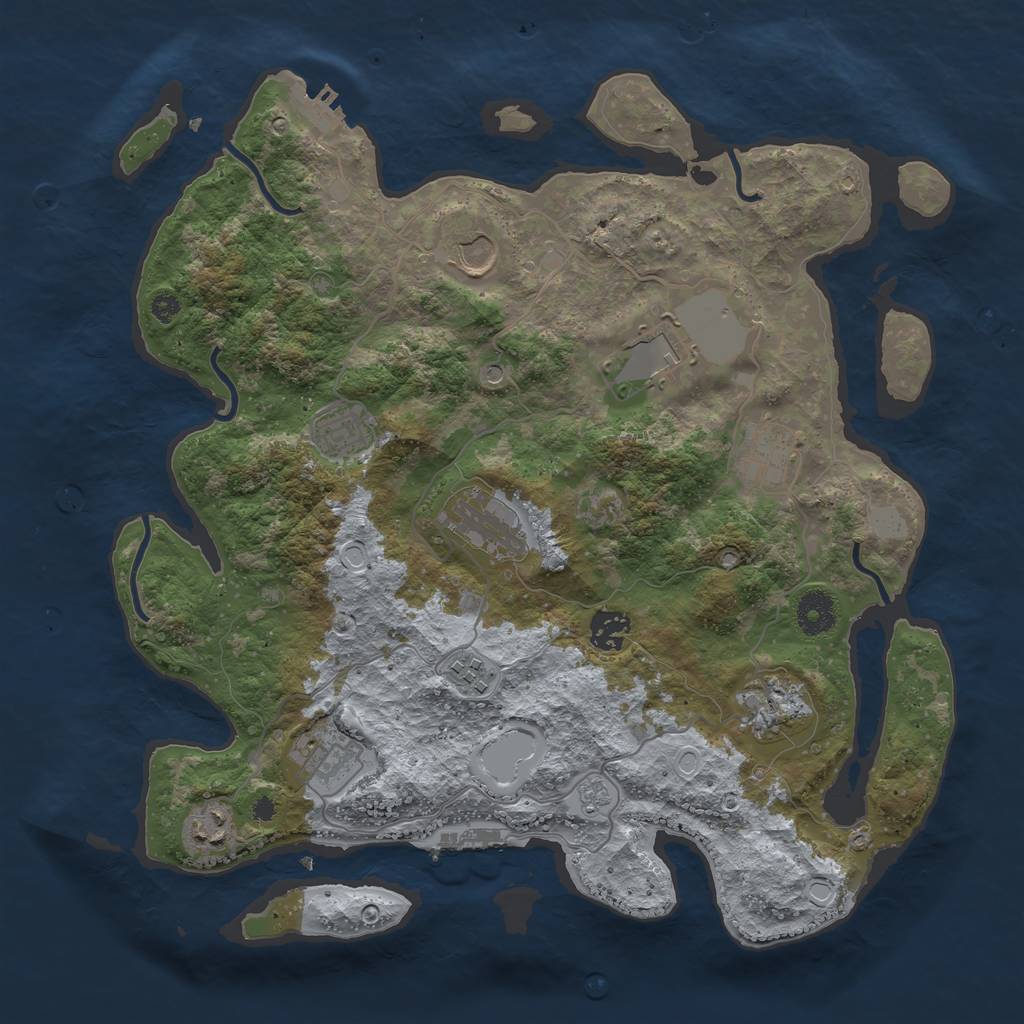 Rust Map: Procedural Map, Size: 3700, Seed: 627092387, 19 Monuments