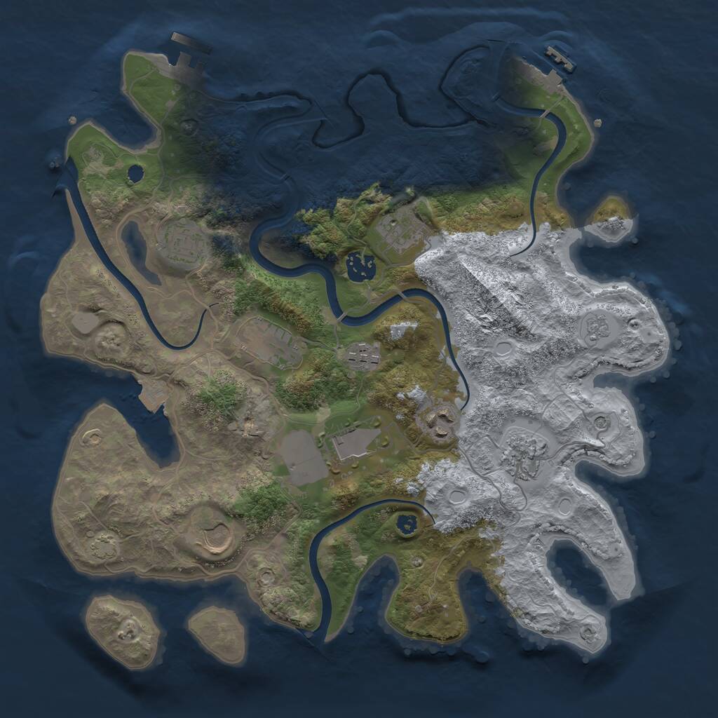 Rust Map: Procedural Map, Size: 3500, Seed: 215321787, 15 Monuments