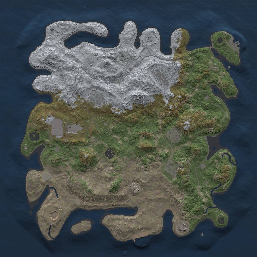 Rust Map: Procedural Map, Size: 4000, Seed: 46953, 18 Monuments