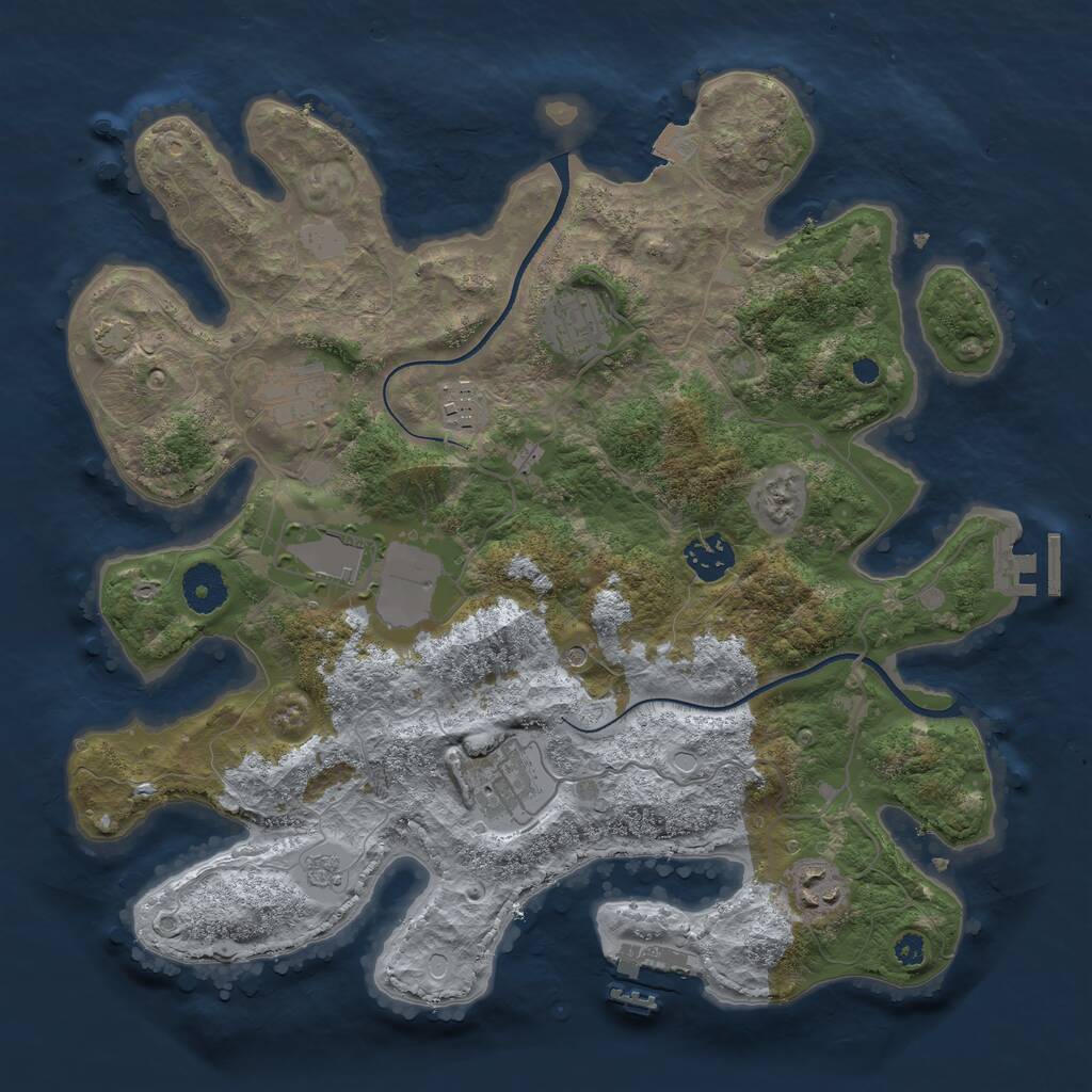 Rust Map: Procedural Map, Size: 3500, Seed: 1543879858, 13 Monuments