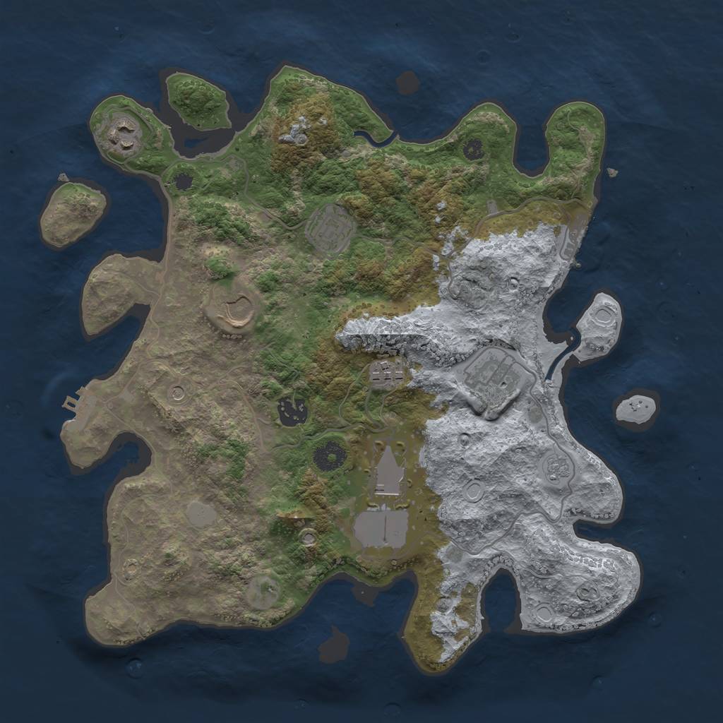 Rust Map: Procedural Map, Size: 3500, Seed: 30595297, 16 Monuments