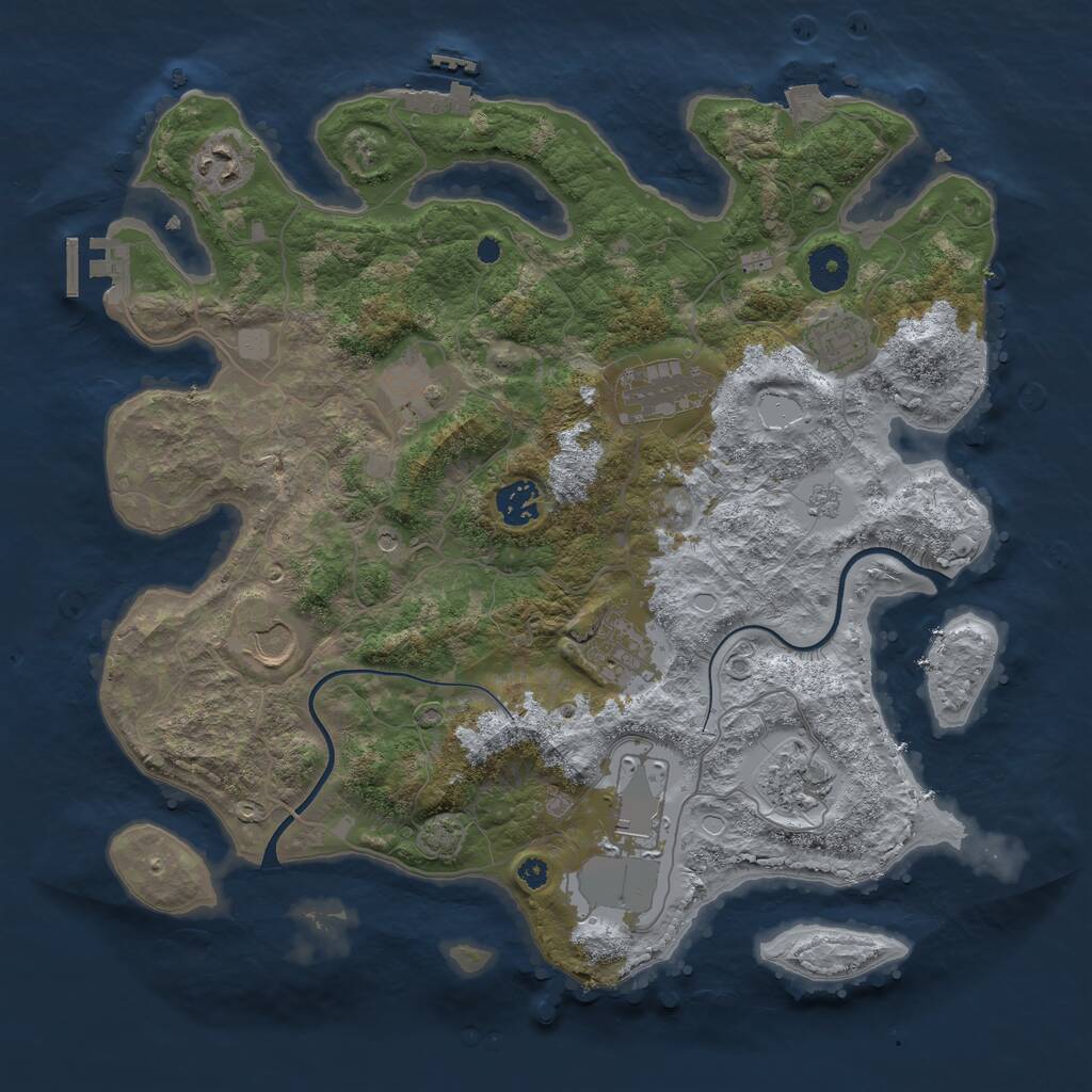 Rust Map: Procedural Map, Size: 3700, Seed: 707578325, 15 Monuments