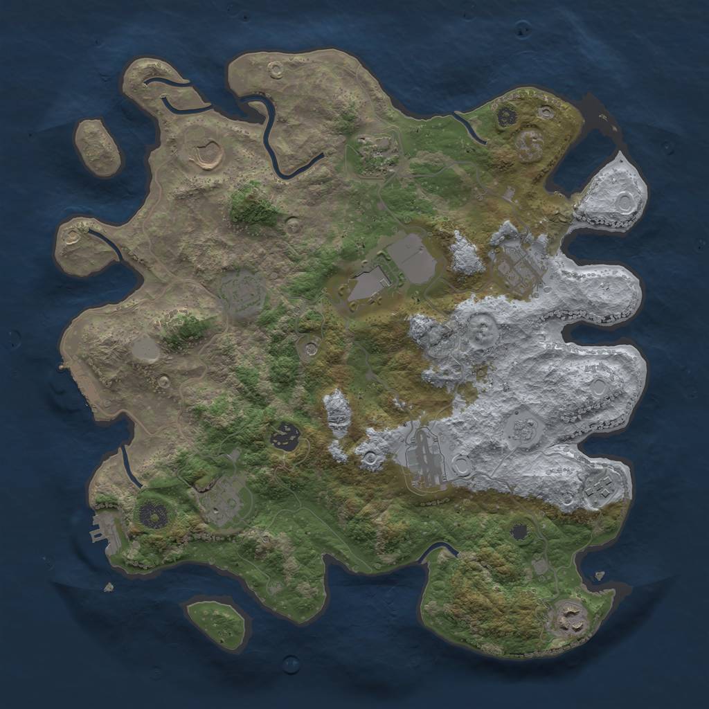 Rust Map: Procedural Map, Size: 3700, Seed: 1317356627, 19 Monuments