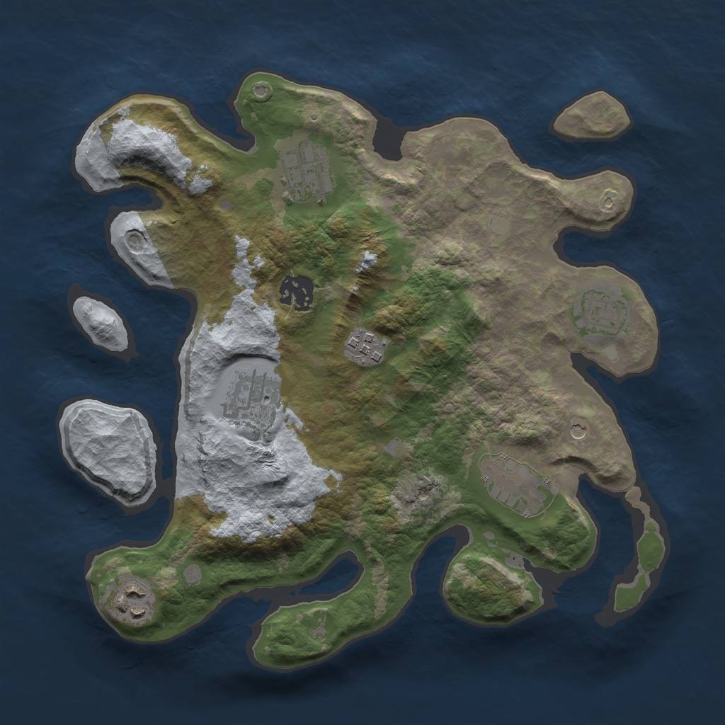 Rust Map: Barren, Size: 3000, Seed: 324, 10 Monuments