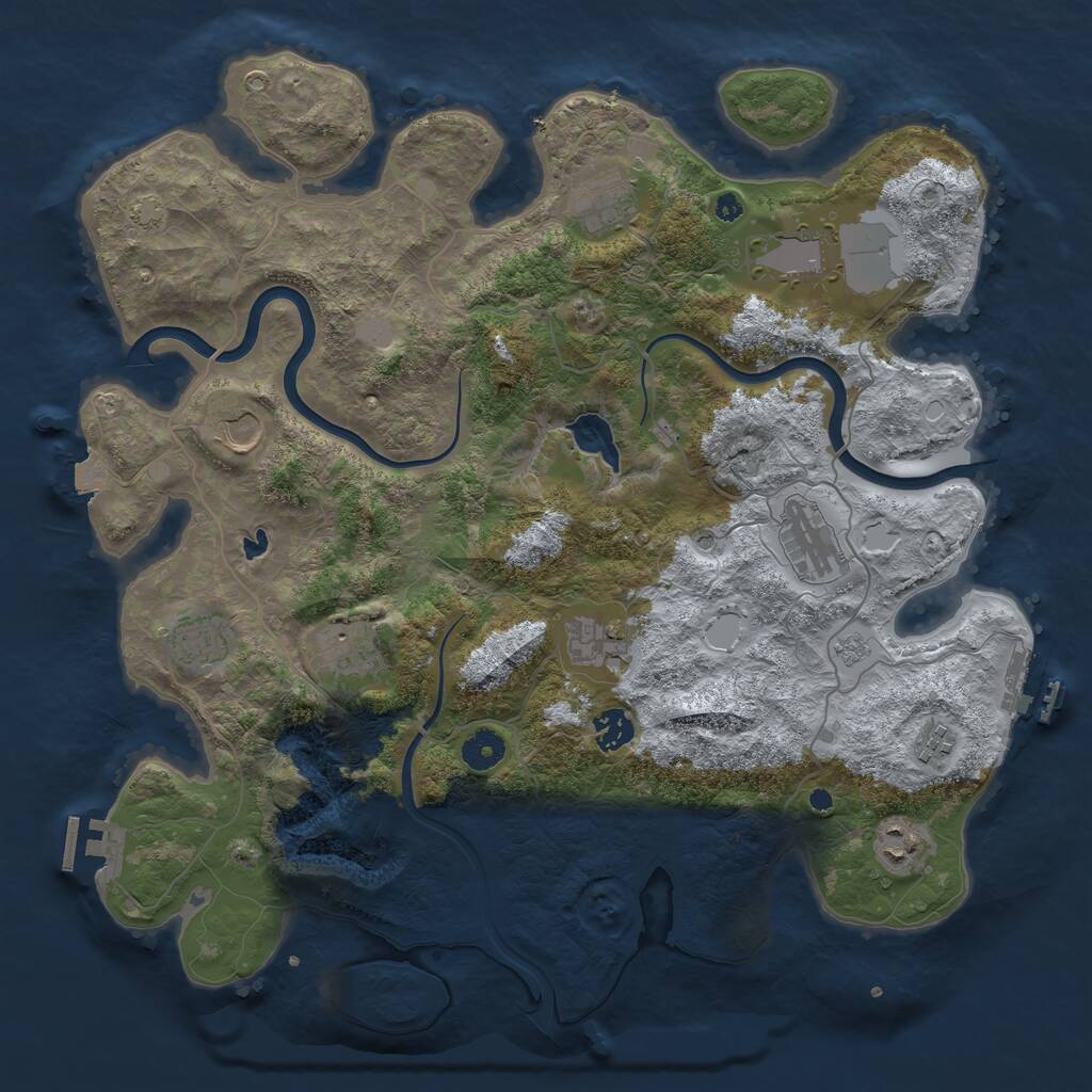 Rust Map: Procedural Map, Size: 4000, Seed: 8572421, 16 Monuments