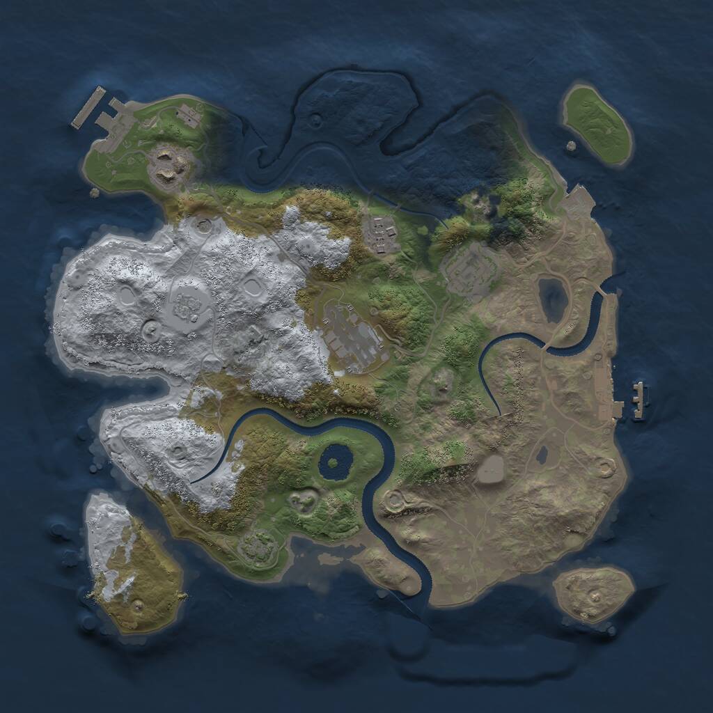 Rust Map: Procedural Map, Size: 3000, Seed: 1062343209, 10 Monuments