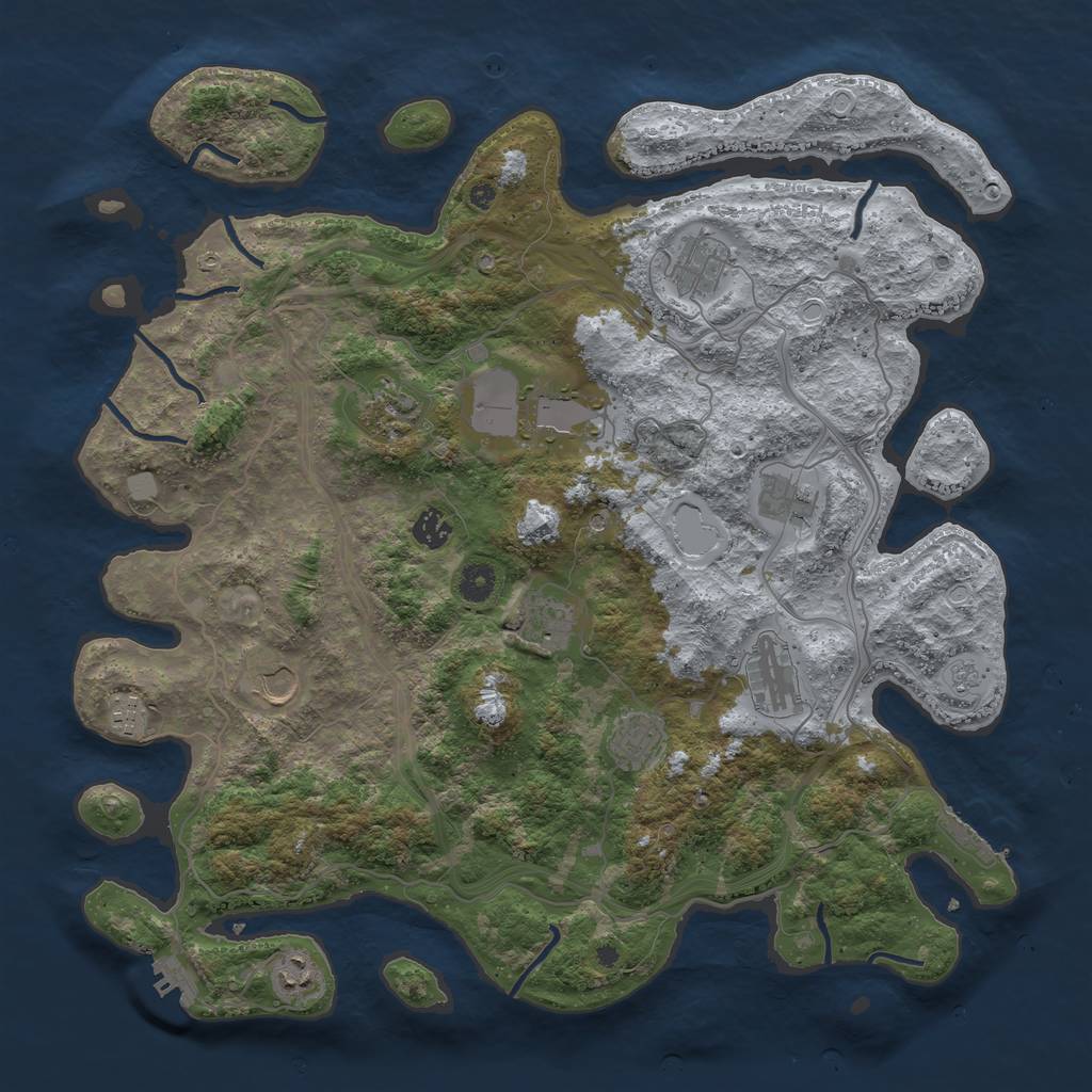 Rust Map: Procedural Map, Size: 4300, Seed: 1399398869, 18 Monuments