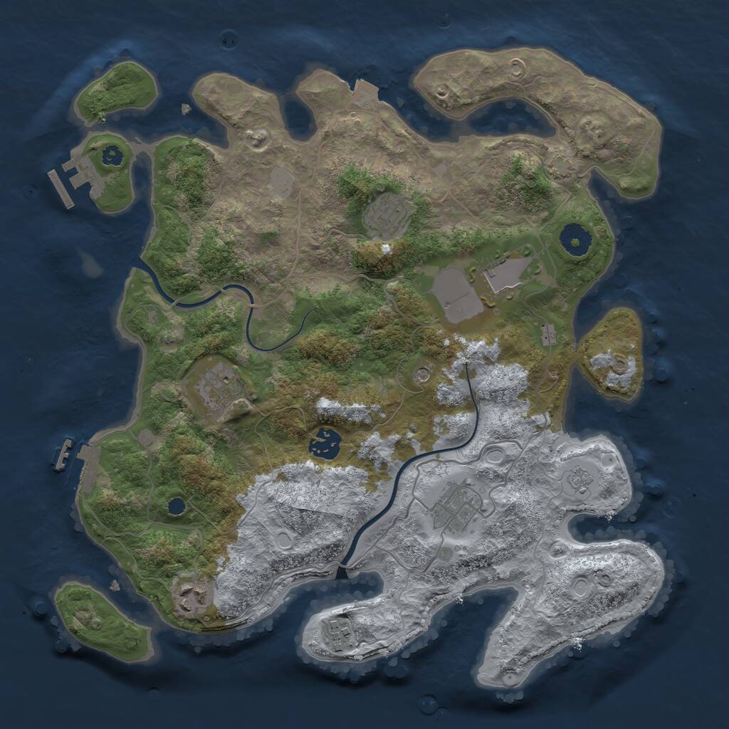 Rust Map: Procedural Map, Size: 3500, Seed: 866864226, 13 Monuments