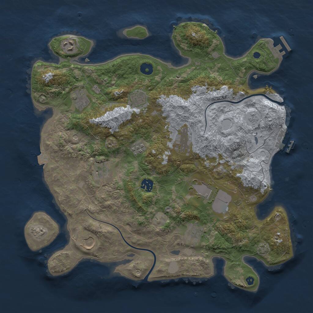 Rust Map: Procedural Map, Size: 3750, Seed: 3808, 16 Monuments