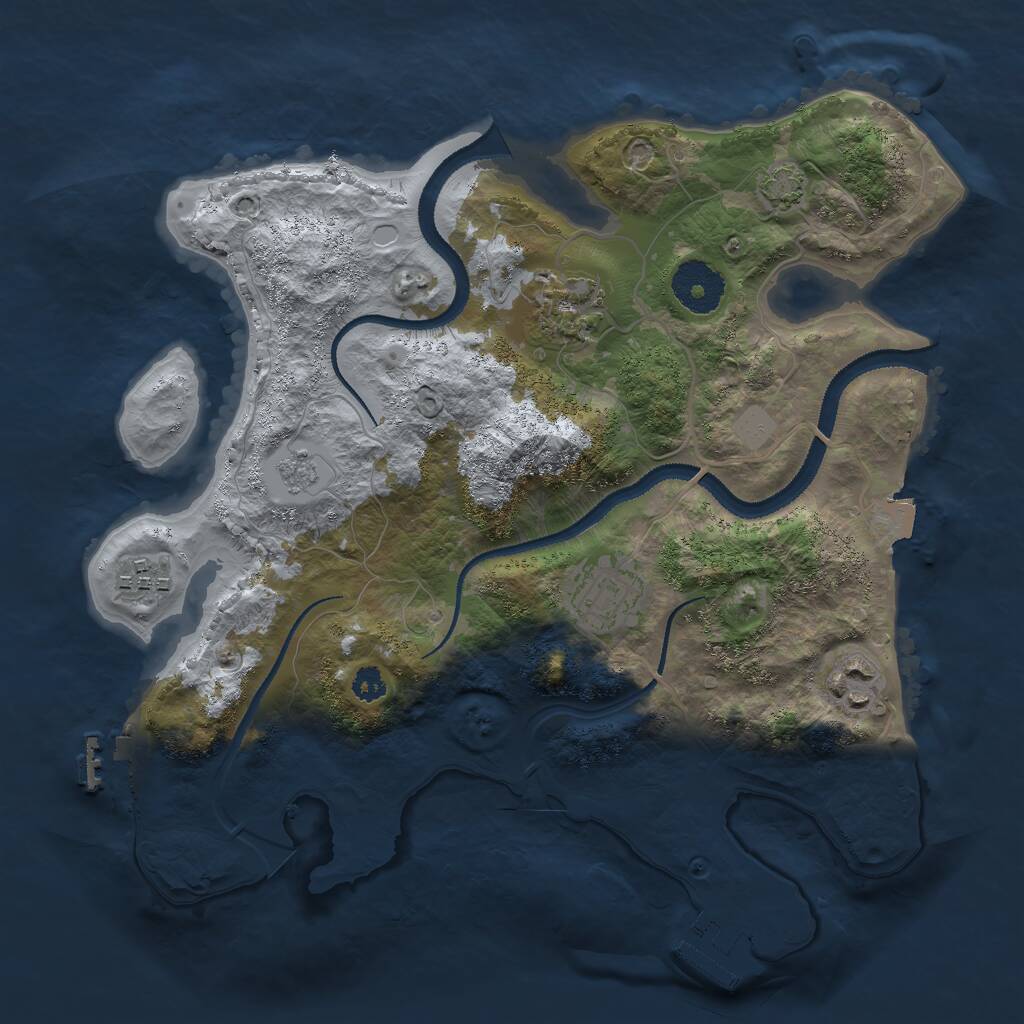 Rust Map: Procedural Map, Size: 3000, Seed: 2058064329, 9 Monuments