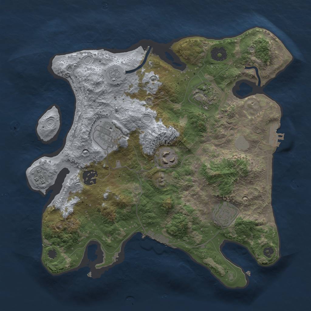 Rust Map: Procedural Map, Size: 3000, Seed: 2058064329, 14 Monuments
