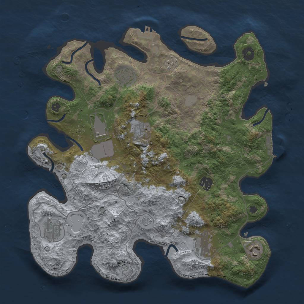 Rust Map: Procedural Map, Size: 3500, Seed: 16880, 17 Monuments