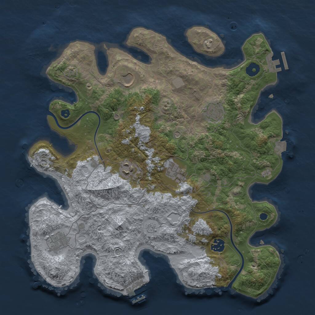 Rust Map: Procedural Map, Size: 3500, Seed: 16880, 12 Monuments