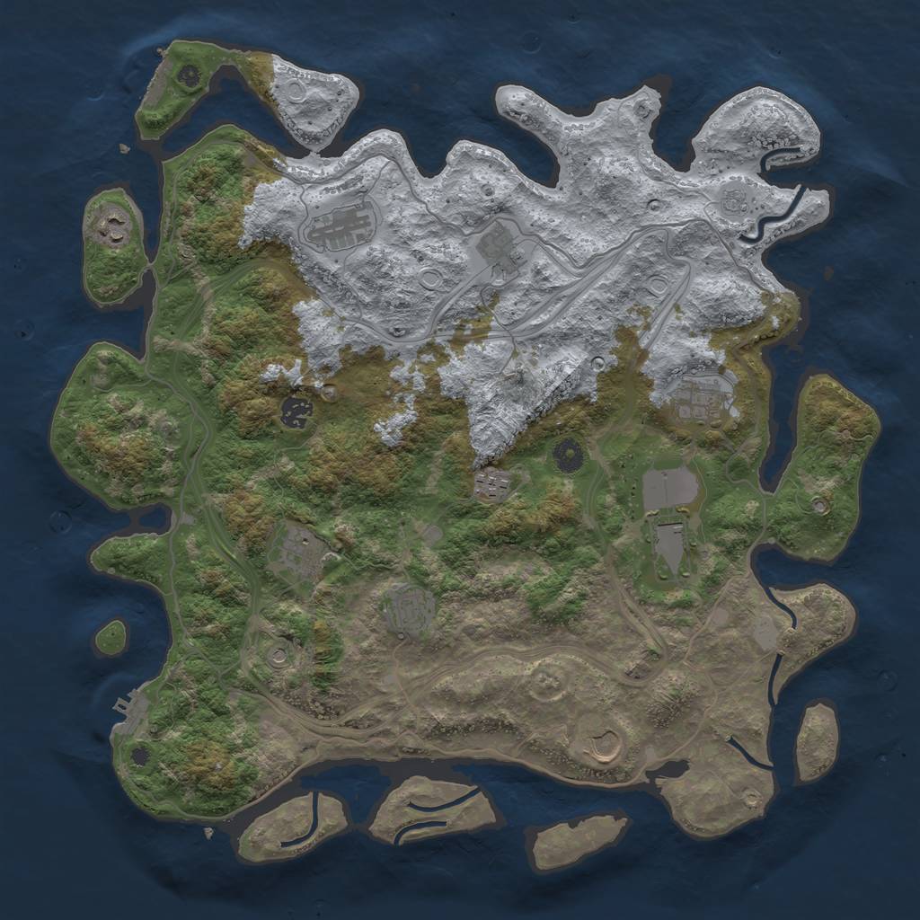 Rust Map: Procedural Map, Size: 4300, Seed: 855213, 19 Monuments