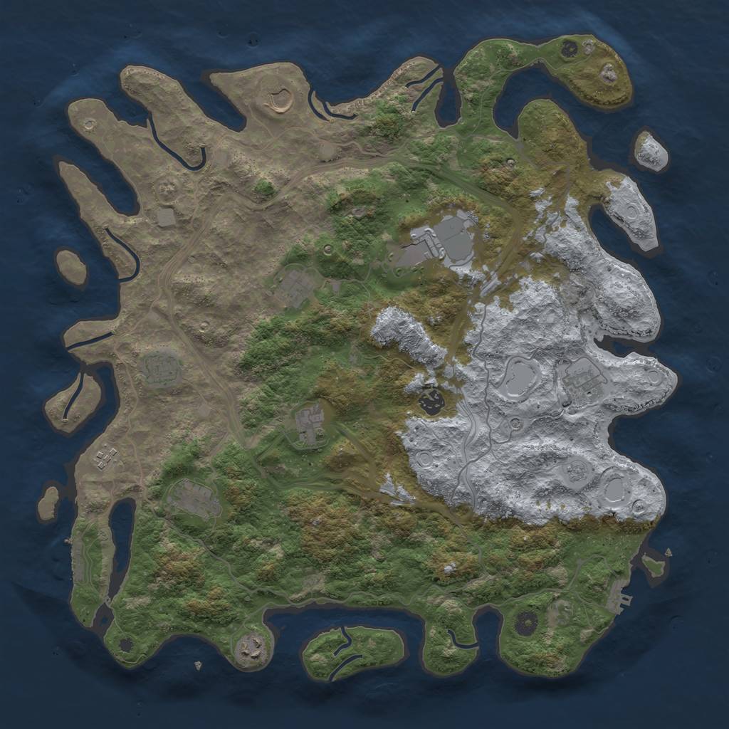Rust Map: Procedural Map, Size: 4500, Seed: 81081631, 19 Monuments