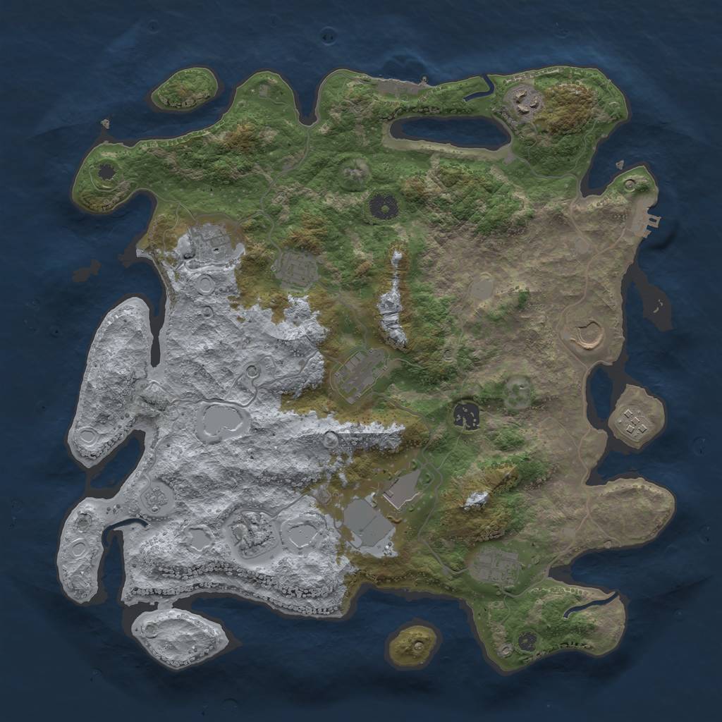 Rust Map: Procedural Map, Size: 3900, Seed: 1489376250, 19 Monuments