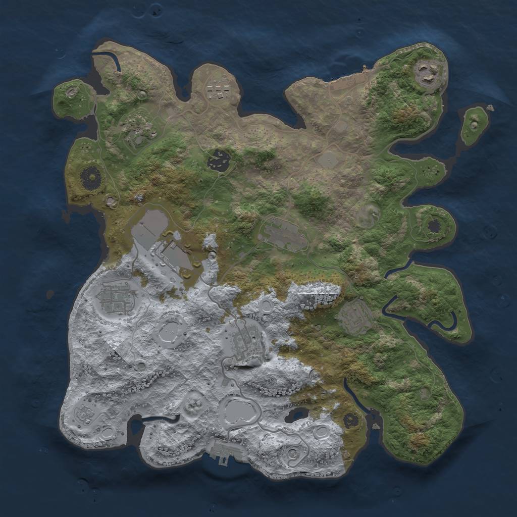 Rust Map: Procedural Map, Size: 3500, Seed: 83404314, 18 Monuments