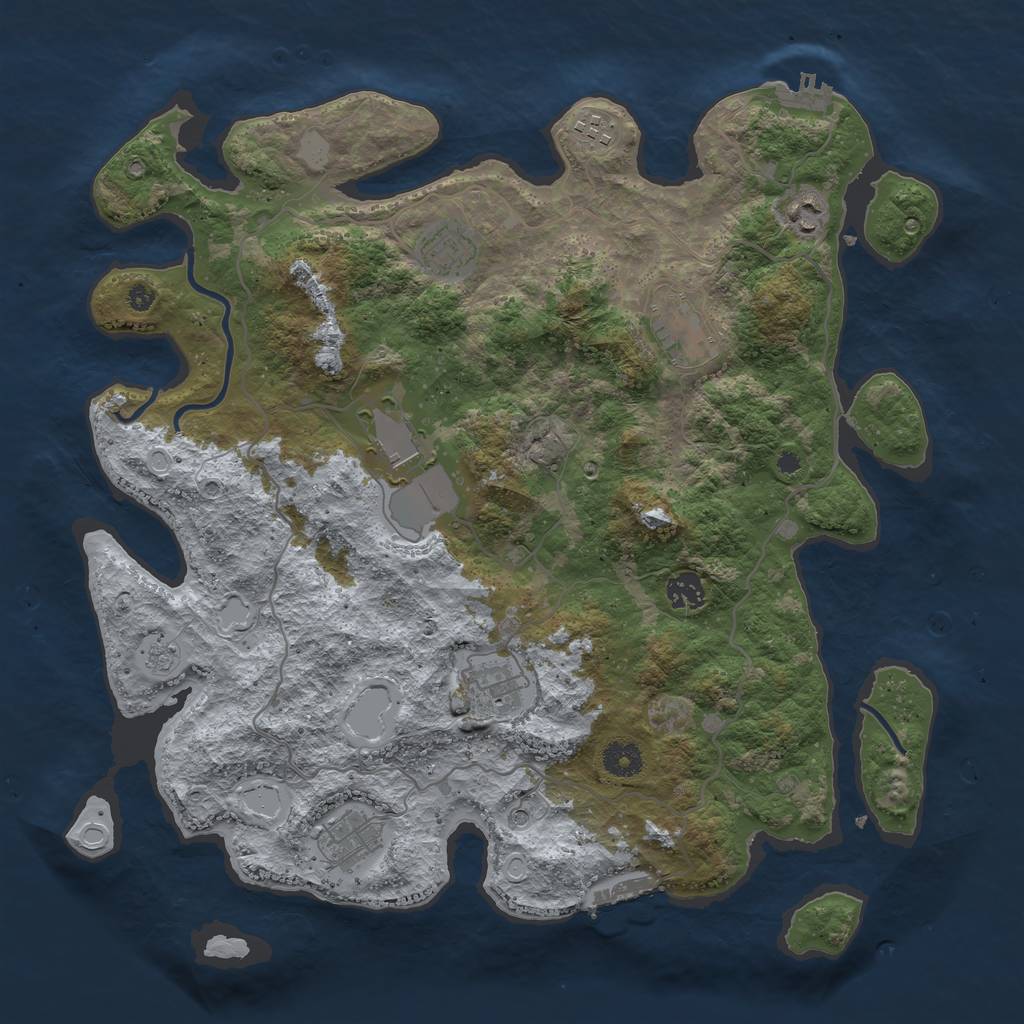 Rust Map: Procedural Map, Size: 4000, Seed: 57741191, 17 Monuments