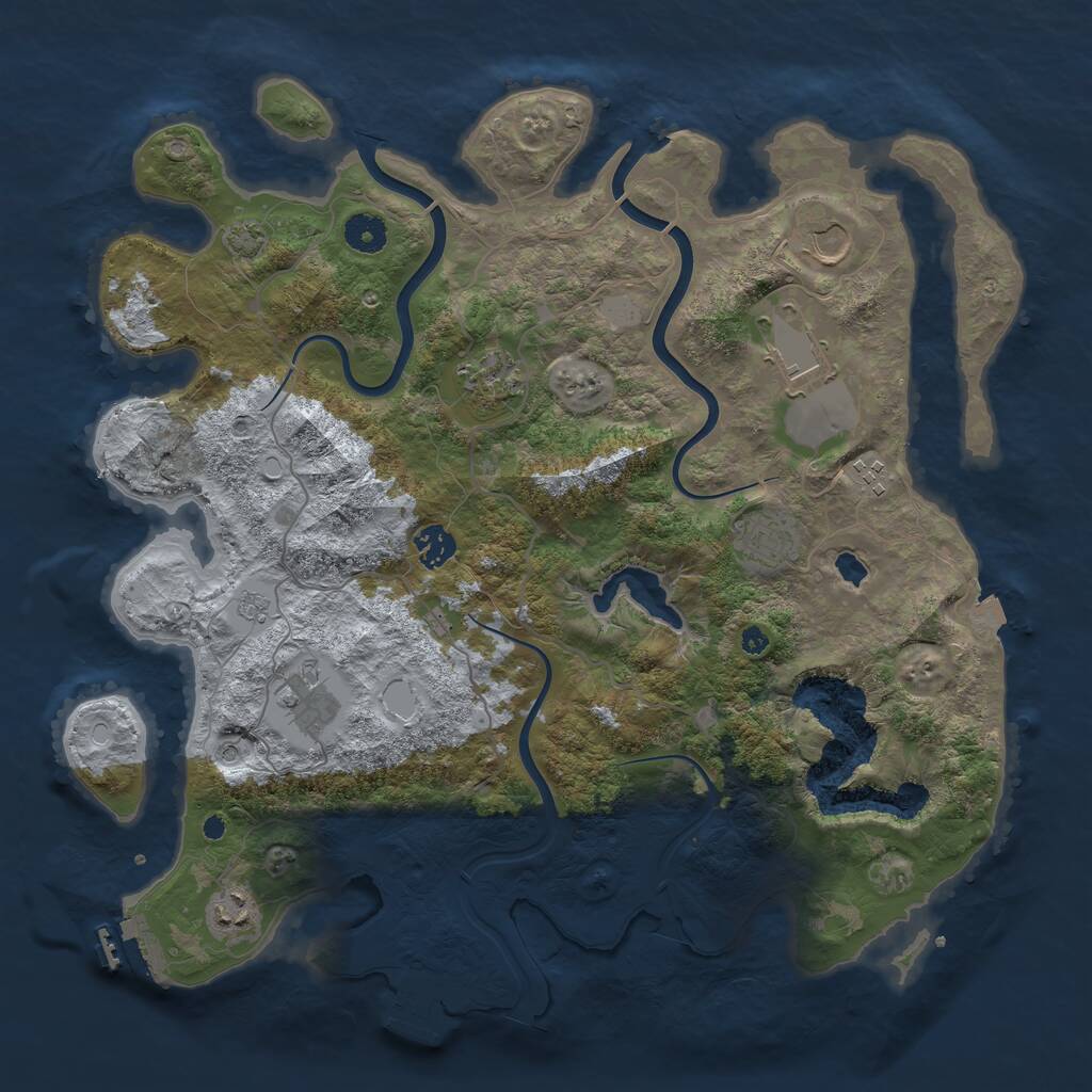 Rust Map: Procedural Map, Size: 4000, Seed: 1109069942, 14 Monuments