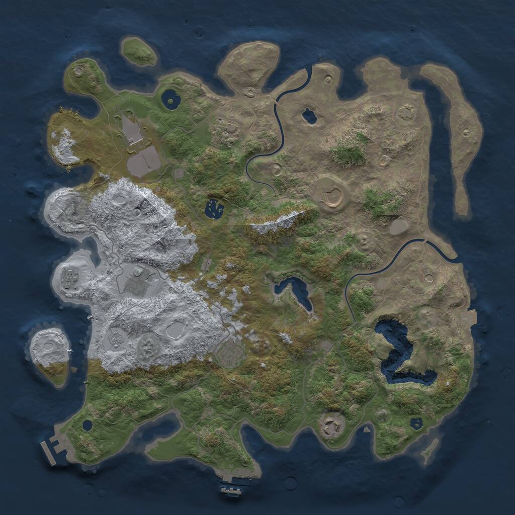 Rust Map: Procedural Map, Size: 4000, Seed: 1109069942, 14 Monuments