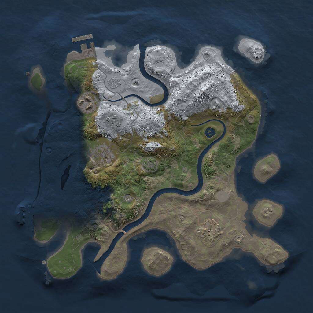 Rust Map: Procedural Map, Size: 3000, Seed: 2942, 10 Monuments