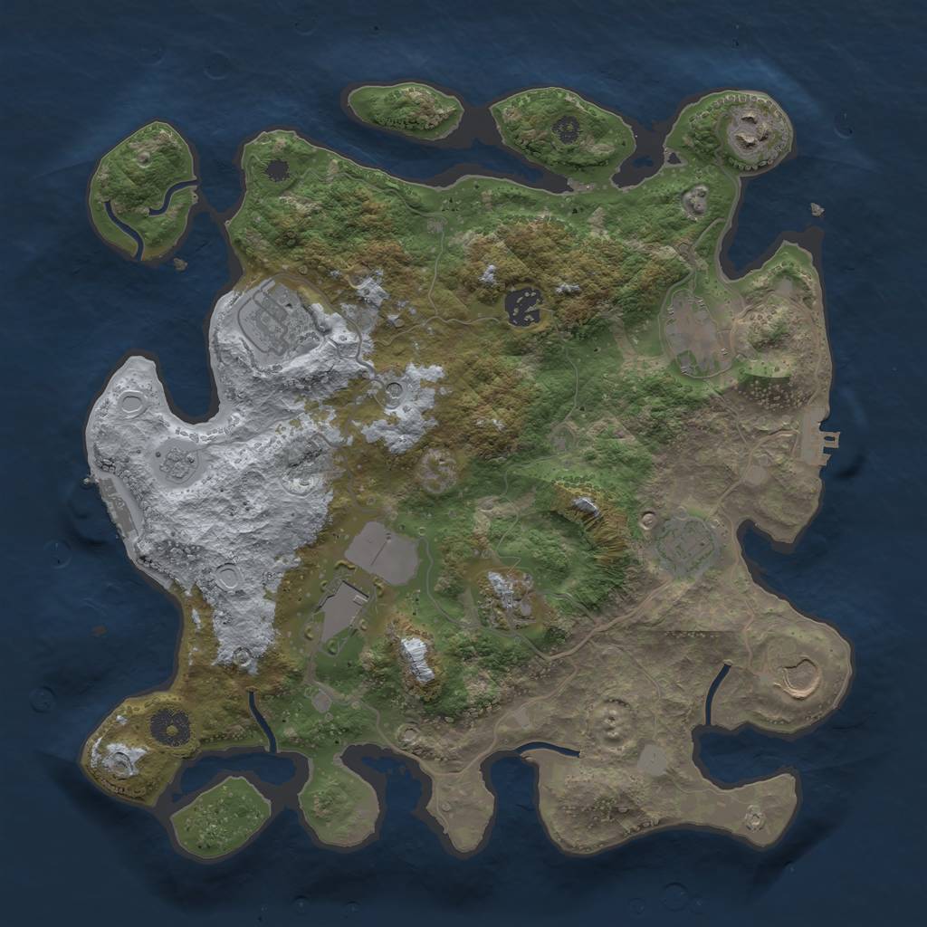Rust Map: Procedural Map, Size: 3500, Seed: 1728303977, 17 Monuments