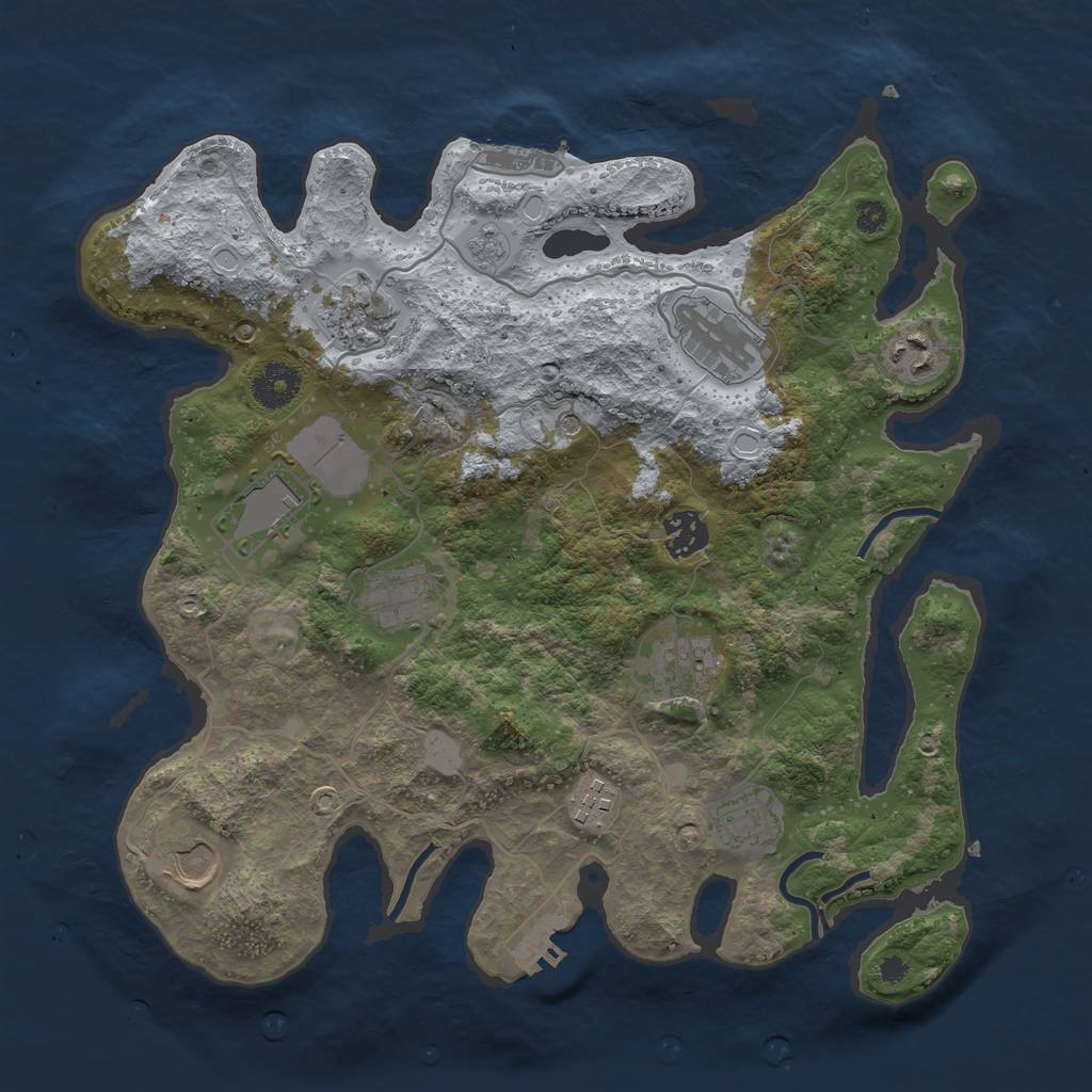 Rust Map: Procedural Map, Size: 3500, Seed: 1793197045, 19 Monuments