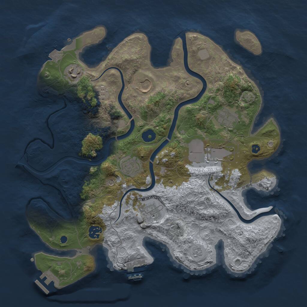 Rust Map: Procedural Map, Size: 3500, Seed: 1091977717, 14 Monuments