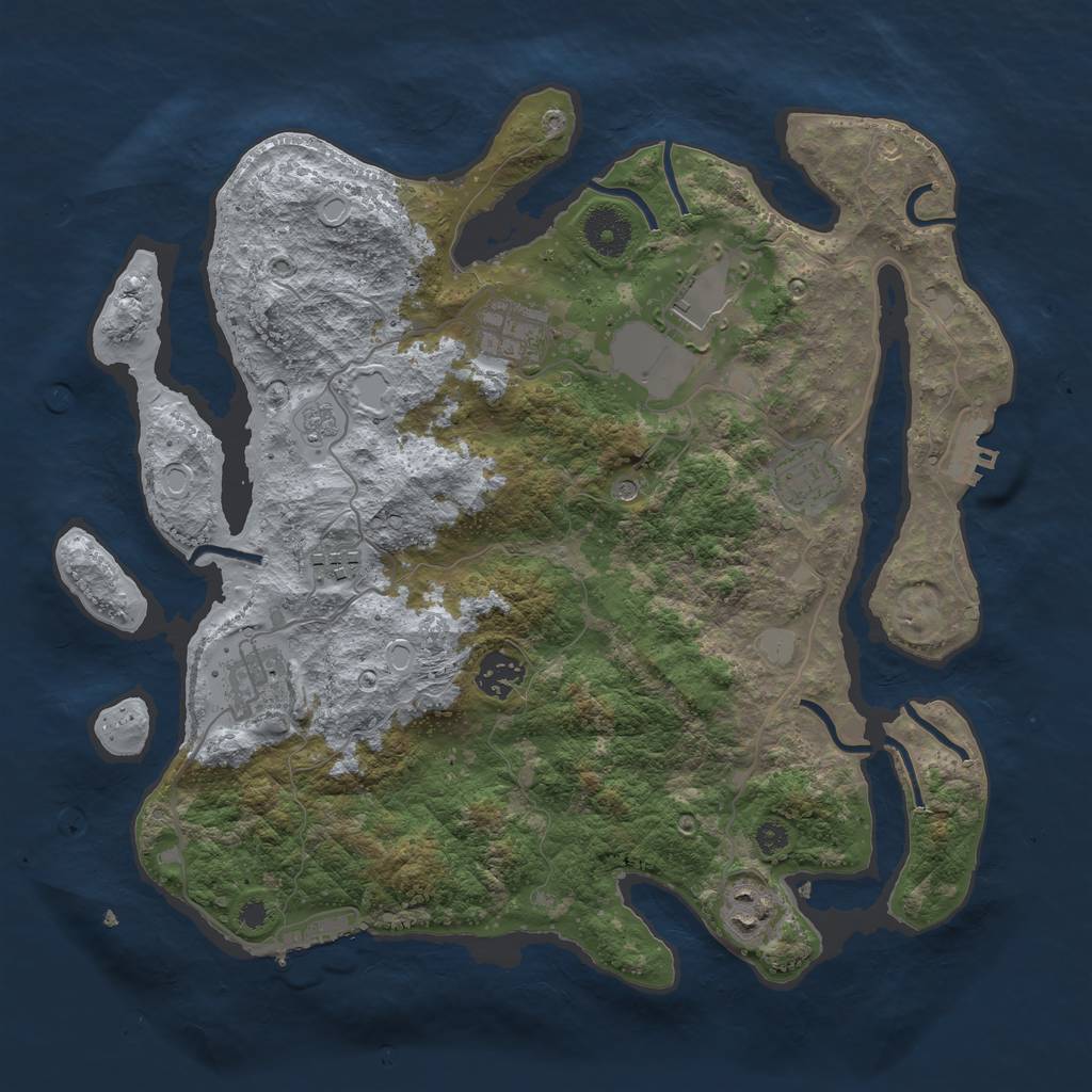 Rust Map: Procedural Map, Size: 3500, Seed: 1437609599, 16 Monuments