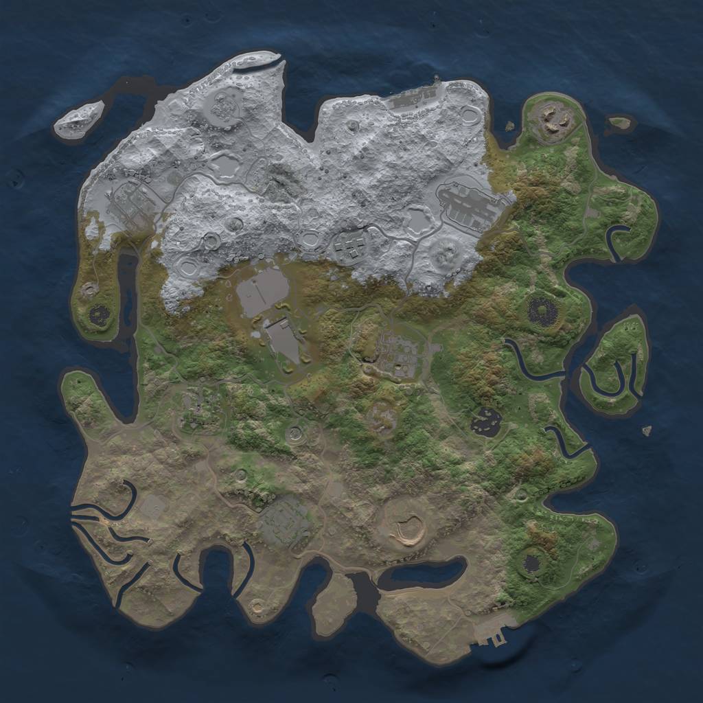 Rust Map: Procedural Map, Size: 3500, Seed: 210176230, 19 Monuments