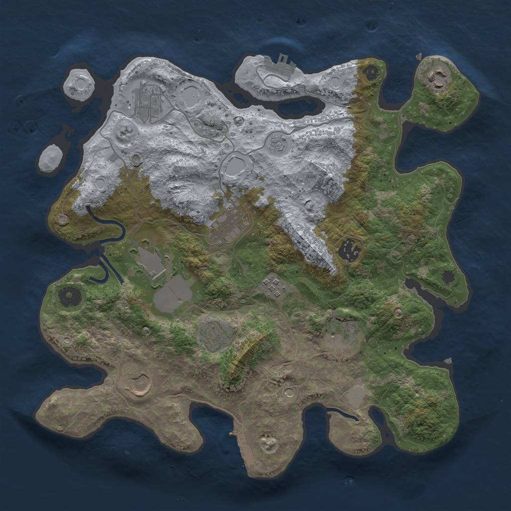 Rust Map: Procedural Map, Size: 3500, Seed: 169997729, 18 Monuments