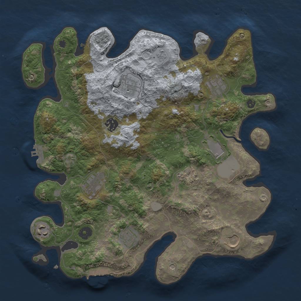Rust Map: Procedural Map, Size: 3500, Seed: 851916913, 19 Monuments
